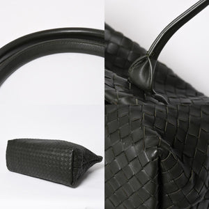 極美品 BOTTEGA VENETA ボッテガヴェネタ マキシ イントレチャート ハンドバッグ カーキ ダークグリーン P01824022C 中古 4a009349