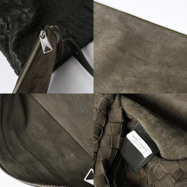 極美品 BOTTEGA VENETA ボッテガヴェネタ マキシ イントレチャート ハンドバッグ カーキ ダークグリーン P01824022C 中古 4a009349