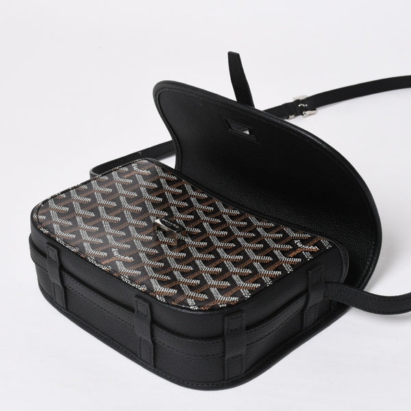 Like new GOYARD Cup Vert PM Crossbody Bag Shoulder Bag PVC Leather Black Silver Hardware Used 4a009772