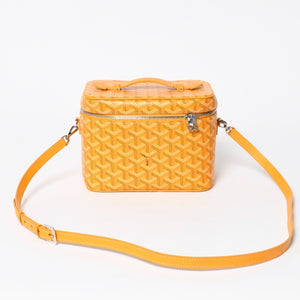極美品 GOYARD ゴヤール ミューズ ヴァニティケース ハンドバッグ PVC レザー イエロー シルバー金具 中古 4a009773