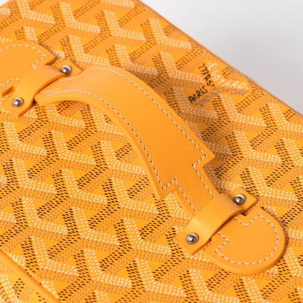 極美品 GOYARD ゴヤール ミューズ ヴァニティケース ハンドバッグ PVC レザー イエロー シルバー金具 中古 4a009773