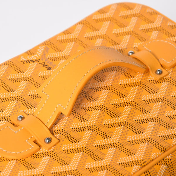 極美品 GOYARD ゴヤール ミューズ ヴァニティケース ハンドバッグ PVC レザー イエロー シルバー金具 中古 4a009773