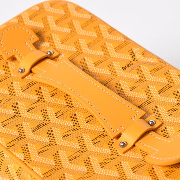 極美品 GOYARD ゴヤール ミューズ ヴァニティケース ハンドバッグ PVC レザー イエロー シルバー金具 中古 4a009773