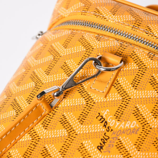 極美品 GOYARD ゴヤール ミューズ ヴァニティケース ハンドバッグ PVC レザー イエロー シルバー金具 中古 4a009773