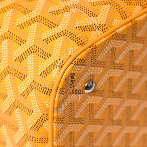極美品 GOYARD ゴヤール ミューズ ヴァニティケース ハンドバッグ PVC レザー イエロー シルバー金具 中古 4a009773
