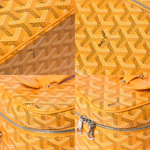 極美品 GOYARD ゴヤール ミューズ ヴァニティケース ハンドバッグ PVC レザー イエロー シルバー金具 中古 4a009773
