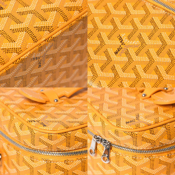 極美品 GOYARD ゴヤール ミューズ ヴァニティケース ハンドバッグ PVC レザー イエロー シルバー金具 中古 4a009773