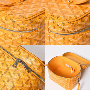 極美品 GOYARD ゴヤール ミューズ ヴァニティケース ハンドバッグ PVC レザー イエロー シルバー金具 中古 4a009773