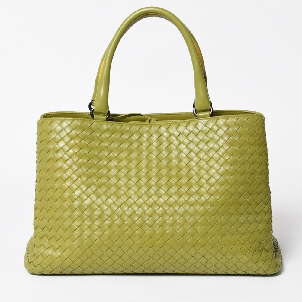 BOTTEGA VENETA ボッテガヴェネタ ハンドバッグ カーキ イエロー ハンドバッグ イントレチャート 223377 V0016 3560 美品 中古 4a009342