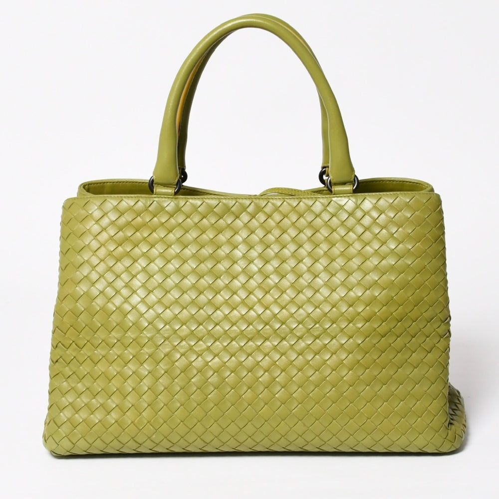 BOTTEGA VENETA ボッテガヴェネタ ハンドバッグ カーキ イエロー ハンドバッグ イントレチャート 223377 V0016 3560 美品 中古 4a009342