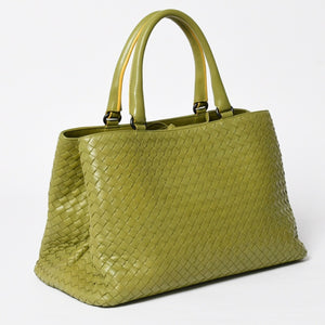 BOTTEGA VENETA ボッテガヴェネタ ハンドバッグ カーキ イエロー ハンドバッグ イントレチャート 223377 V0016 3560 美品 中古 4a009342