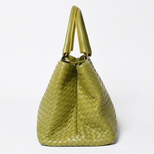 BOTTEGA VENETA ボッテガヴェネタ ハンドバッグ カーキ イエロー ハンドバッグ イントレチャート 223377 V0016 3560 美品 中古 4a009342