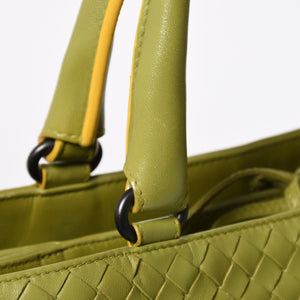 BOTTEGA VENETA ボッテガヴェネタ ハンドバッグ カーキ イエロー ハンドバッグ イントレチャート 223377 V0016 3560 美品 中古 4a009342