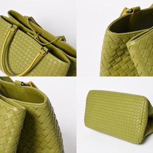 BOTTEGA VENETA ボッテガヴェネタ ハンドバッグ カーキ イエロー ハンドバッグ イントレチャート 223377 V0016 3560 美品 中古 4a009342