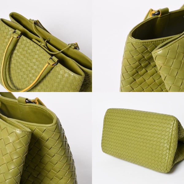 BOTTEGA VENETA ボッテガヴェネタ ハンドバッグ カーキ イエロー ハンドバッグ イントレチャート 223377 V0016 3560 美品 中古 4a009342