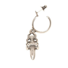 CHROME HEARTS No5 Dagger Hoop Earrings Weight 7.7g Silver 925 1989 Engraved Accessory Good Condition Used 4c068901