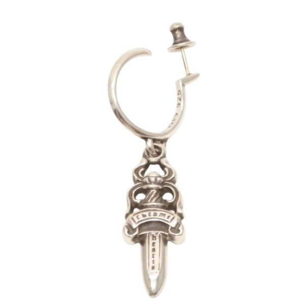CHROME HEARTS No5 Dagger Hoop Earrings Weight 7.7g Silver 925 1989 Engraved Accessory Good Condition Used 4c068901