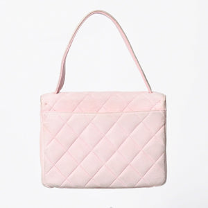 CHANEL シャネル トップハンドル ハンドバッグ 4番台 ココマーク スウェード レザー パステルピンク シルバー金具 美品 中古 4a010014