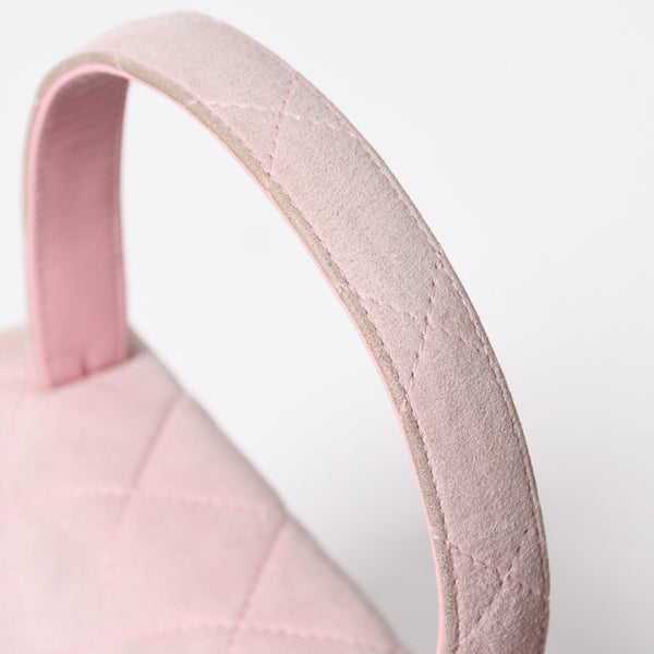 CHANEL シャネル トップハンドル ハンドバッグ 4番台 ココマーク スウェード レザー パステルピンク シルバー金具 美品 中古 4a010014
