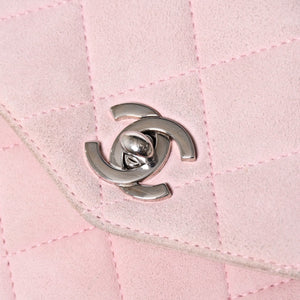 CHANEL シャネル トップハンドル ハンドバッグ 4番台 ココマーク スウェード レザー パステルピンク シルバー金具 美品 中古 4a010014