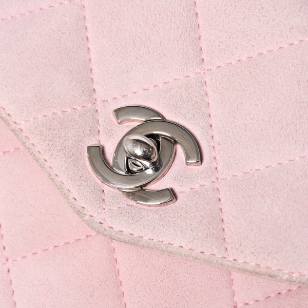 CHANEL シャネル トップハンドル ハンドバッグ 4番台 ココマーク スウェード レザー パステルピンク シルバー金具 美品 中古 4a010014