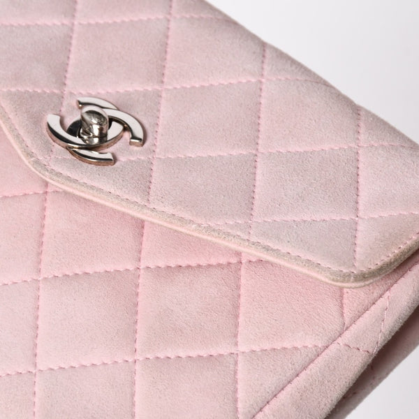 CHANEL シャネル トップハンドル ハンドバッグ 4番台 ココマーク スウェード レザー パステルピンク シルバー金具 美品 中古 4a010014