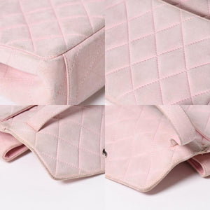 CHANEL シャネル トップハンドル ハンドバッグ 4番台 ココマーク スウェード レザー パステルピンク シルバー金具 美品 中古 4a010014
