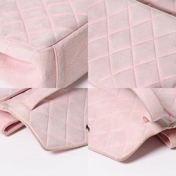 CHANEL シャネル トップハンドル ハンドバッグ 4番台 ココマーク スウェード レザー パステルピンク シルバー金具 美品 中古 4a010014