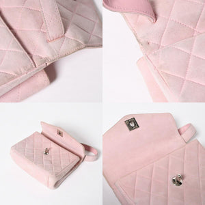 CHANEL シャネル トップハンドル ハンドバッグ 4番台 ココマーク スウェード レザー パステルピンク シルバー金具 美品 中古 4a010014