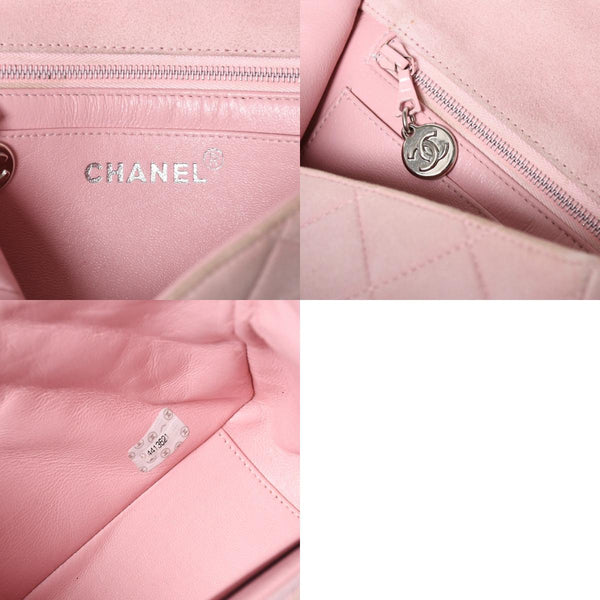 CHANEL シャネル トップハンドル ハンドバッグ 4番台 ココマーク スウェード レザー パステルピンク シルバー金具 美品 中古 4a010014