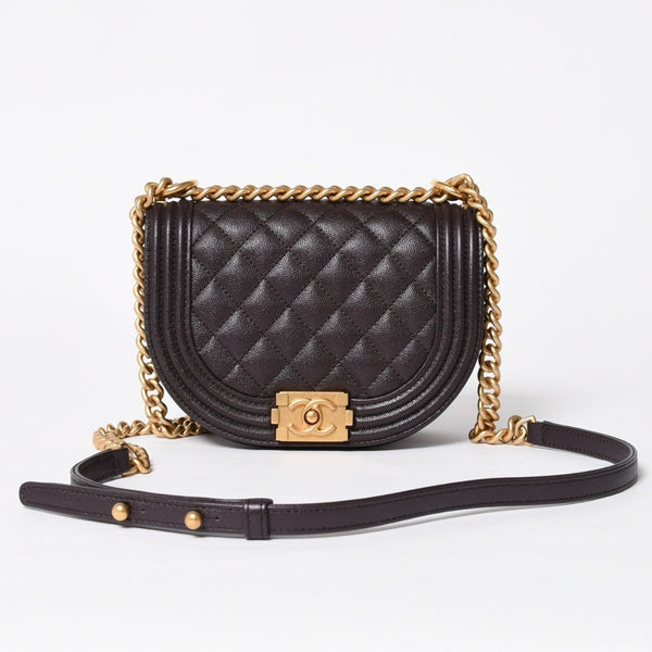 新品同様 CHANEL シャネル ボーイシャネル スモール チェーンショルダーバッグ AS3350 ランダム番台 ココマーク キャビアスキン 中古 4a009758