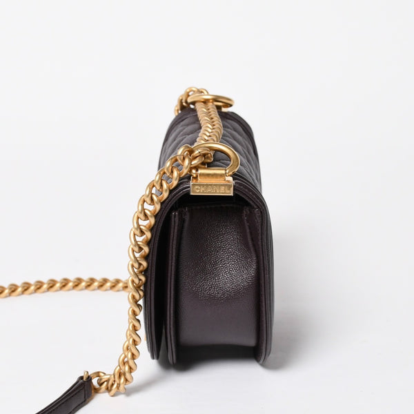 新品同様 CHANEL シャネル ボーイシャネル スモール チェーンショルダーバッグ AS3350 ランダム番台 ココマーク キャビアスキン 中古 4a009758