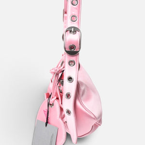 極美品 BALENCIAGA バレンシアガ ルカゴールXS リボン ショルダーバッグ 671309 サテン ピンク シルバー金具 中古 4a009269