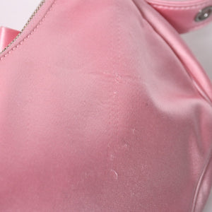 極美品 BALENCIAGA バレンシアガ ルカゴールXS リボン ショルダーバッグ 671309 サテン ピンク シルバー金具 中古 4a009269