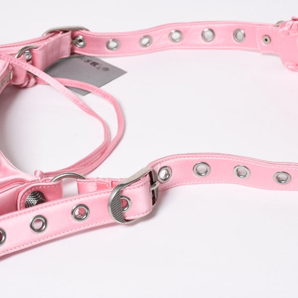 極美品 BALENCIAGA バレンシアガ ルカゴールXS リボン ショルダーバッグ 671309 サテン ピンク シルバー金具 中古 4a009269