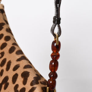 Very Good Condition Christian Dior Haraco One Shoulder Bag MA-0020 Maris Pearl Leopard Galliano Period Used 4a009707