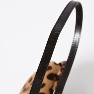 Very Good Condition Christian Dior Haraco One Shoulder Bag MA-0020 Maris Pearl Leopard Galliano Period Used 4a009707