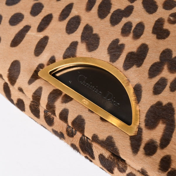 Very Good Condition Christian Dior Haraco One Shoulder Bag MA-0020 Maris Pearl Leopard Galliano Period Used 4a009707
