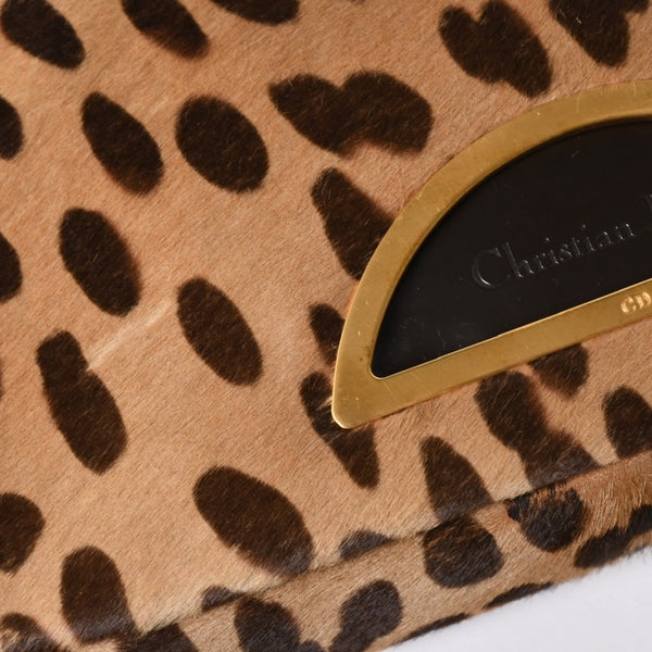 Very Good Condition Christian Dior Haraco One Shoulder Bag MA-0020 Maris Pearl Leopard Galliano Period Used 4a009707