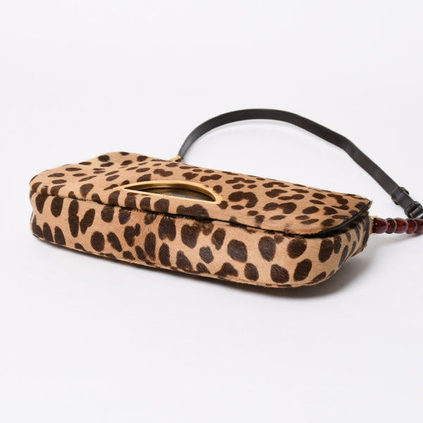 Very Good Condition Christian Dior Haraco One Shoulder Bag MA-0020 Maris Pearl Leopard Galliano Period Used 4a009707
