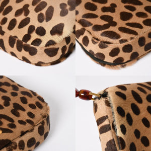 Very Good Condition Christian Dior Haraco One Shoulder Bag MA-0020 Maris Pearl Leopard Galliano Period Used 4a009707