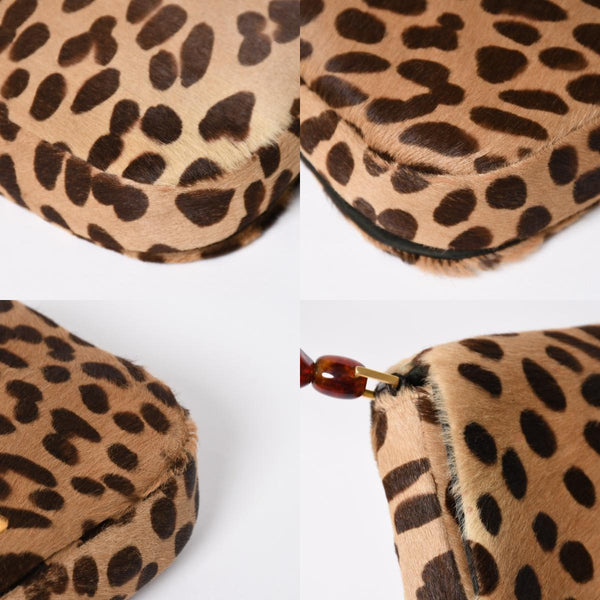 Very Good Condition Christian Dior Haraco One Shoulder Bag MA-0020 Maris Pearl Leopard Galliano Period Used 4a009707