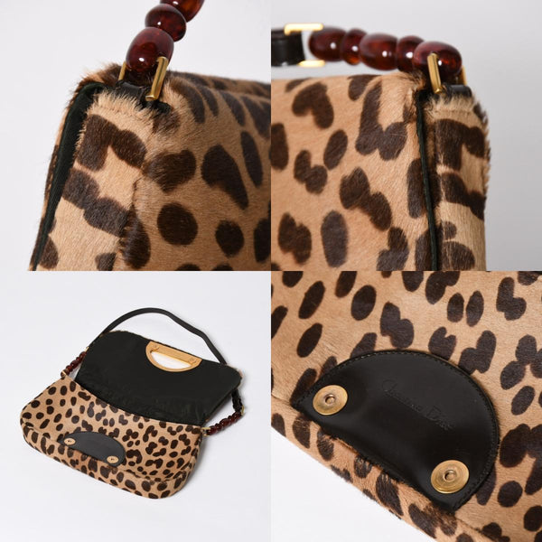 Very Good Condition Christian Dior Haraco One Shoulder Bag MA-0020 Maris Pearl Leopard Galliano Period Used 4a009707