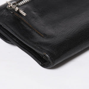 CHROME HEARTS クロムハーツ WAVE CROSS BTN ウェーブ クロスボールボタン レザーウォレット 長財布 ダガー ブラック 美品 中古 4a009608