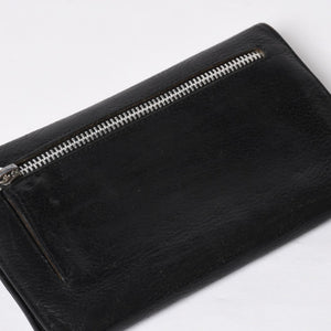 CHROME HEARTS クロムハーツ WAVE CROSS BTN ウェーブ クロスボールボタン レザーウォレット 長財布 ダガー ブラック 美品 中古 4a009608
