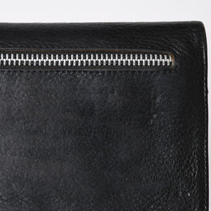 CHROME HEARTS クロムハーツ WAVE CROSS BTN ウェーブ クロスボールボタン レザーウォレット 長財布 ダガー ブラック 美品 中古 4a009608