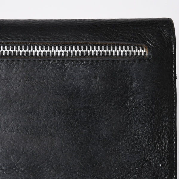 CHROME HEARTS クロムハーツ WAVE CROSS BTN ウェーブ クロスボールボタン レザーウォレット 長財布 ダガー ブラック 美品 中古 4a009608