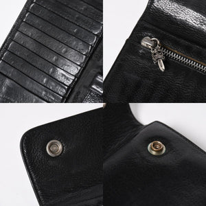 CHROME HEARTS クロムハーツ WAVE CROSS BTN ウェーブ クロスボールボタン レザーウォレット 長財布 ダガー ブラック 美品 中古 4a009608