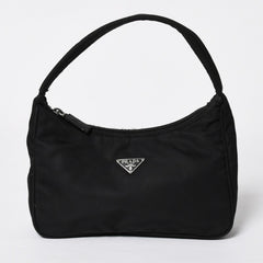 PRADA プラダ ホーボー ハンドバッグ MV515 トライアングルロゴ 三角ロゴプレート ナイロン ブラック 美品 中古 4a009691