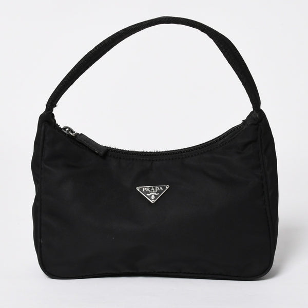 PRADA プラダ ホーボー ハンドバッグ MV515 トライアングルロゴ 三角ロゴプレート ナイロン ブラック 美品 中古 4a009691